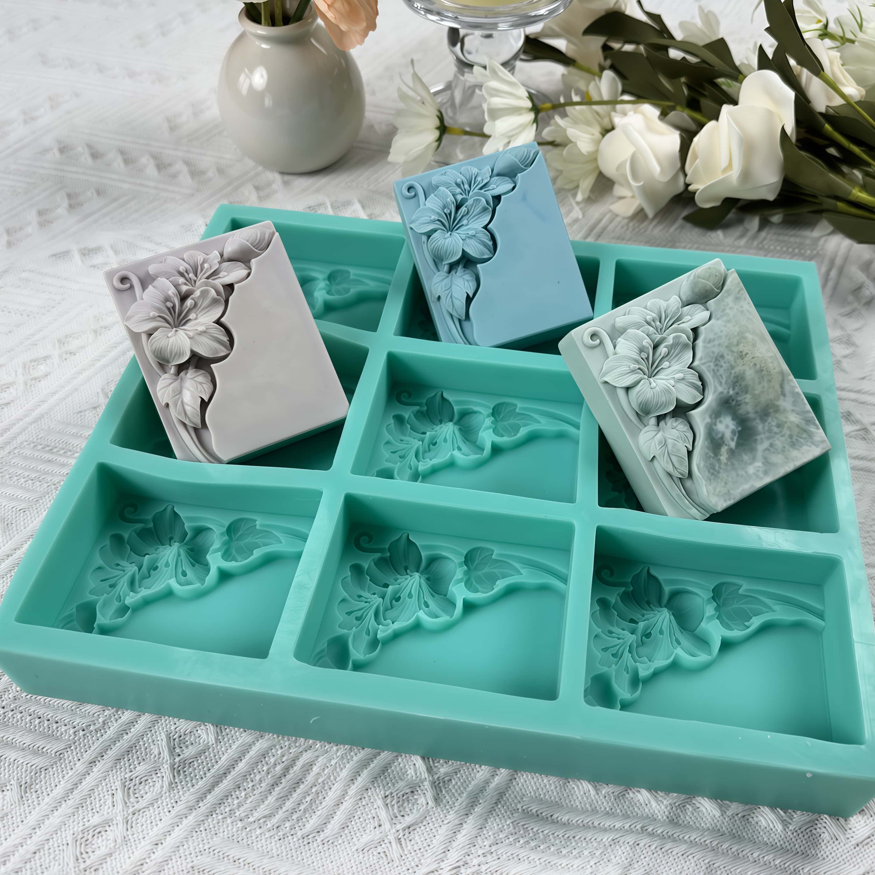 9 تجاويف قالب صابون زهرة التنغ - مراجعة Soap Making Guide For Beginners وسعره